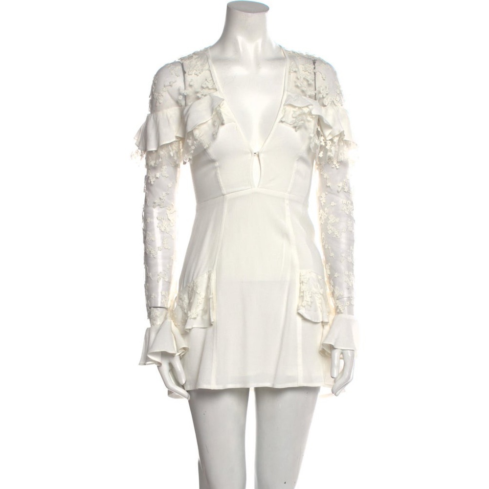 For Love & Lemons - Revolve - Lace Long Sleeve Dress - White - Size Small (S)